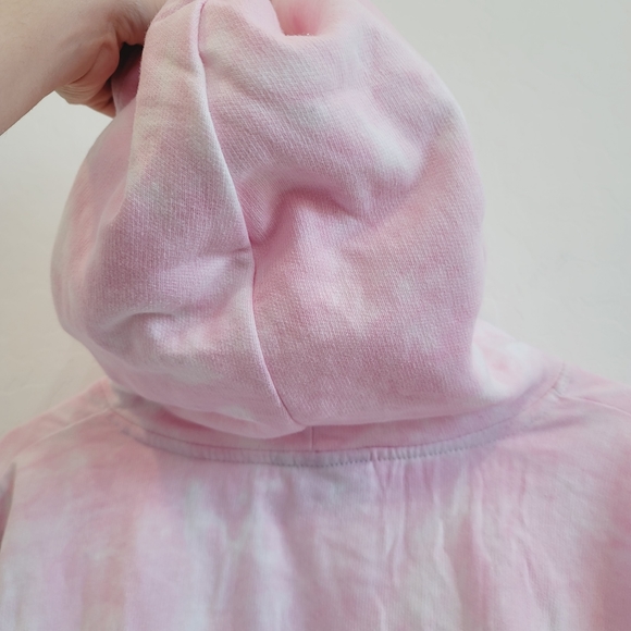 NWT AC/DC Tie Dye Graphic Cropped Hoodie Sweater - Picture 4 of 16